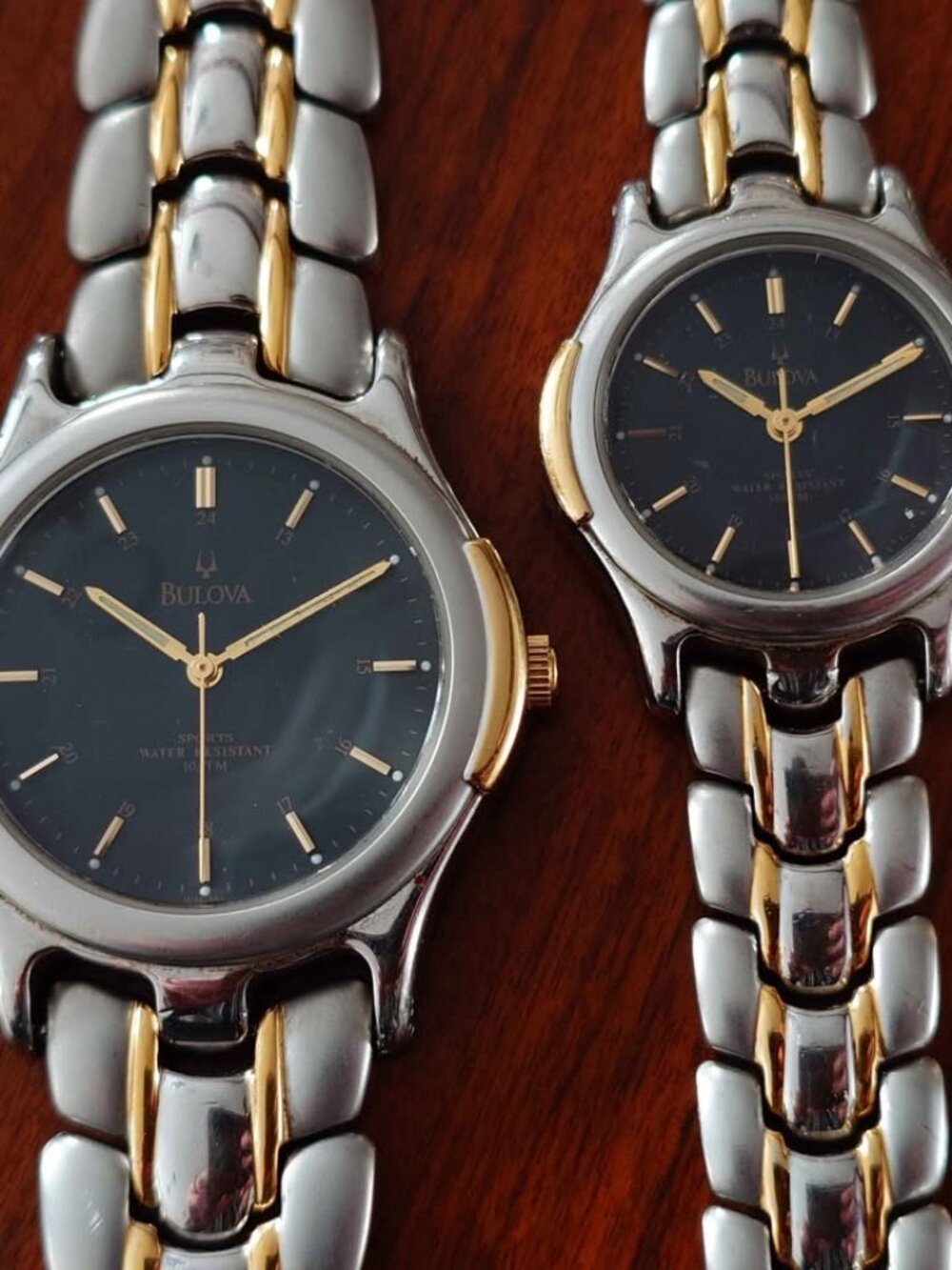 Bulova His & Hers Quartz Watch Pair WM351/WM352 Two-Tone Swiss Mvt 35mm 27mm